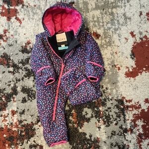 Roxy Navy and Pink Patterned Snowsuit